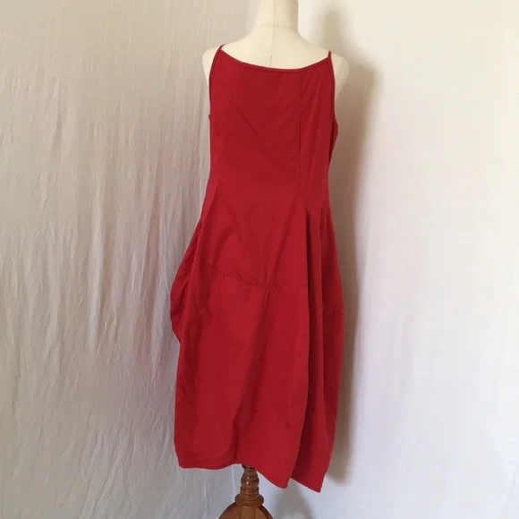 WOMENS S red sundress balloon skirt midi dress - Picture 4 of 16